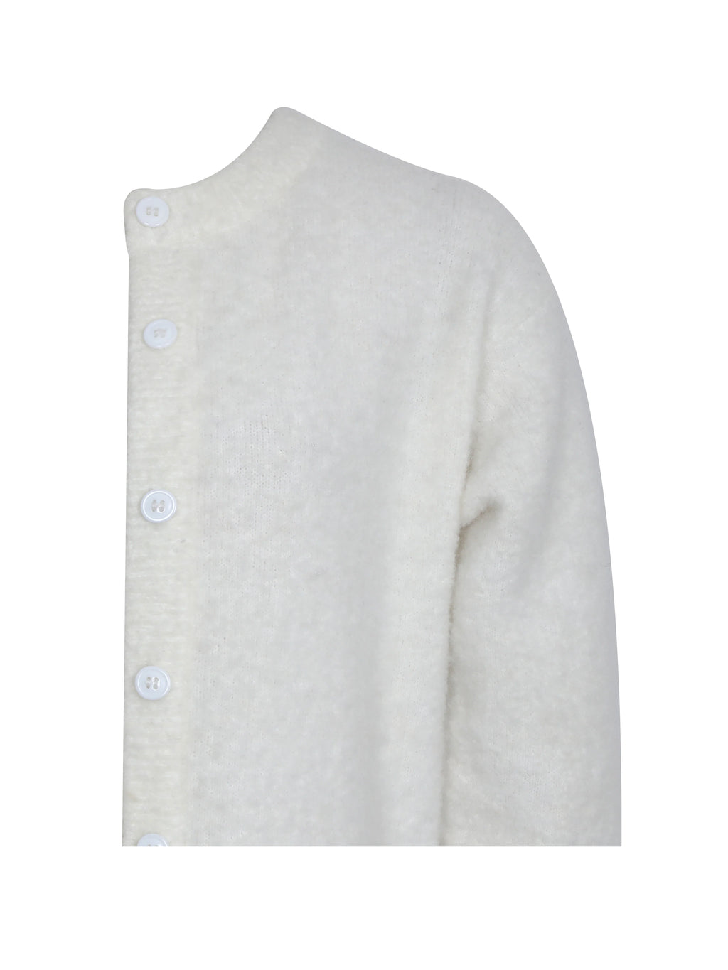 Orla White Wool Blend Ribbed Knit Cardigan
