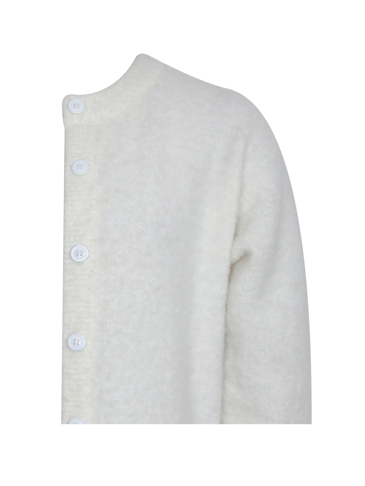 Orla White Wool Blend Ribbed Knit Cardigan