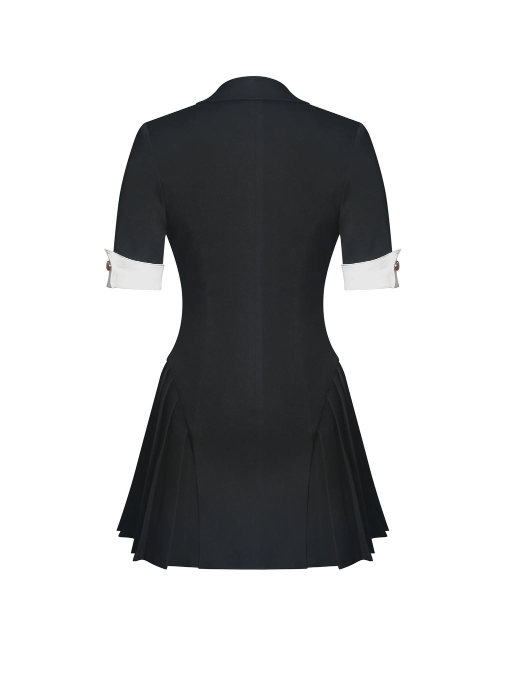 Ilitha Black Woven Crepe Pleated Mini Blazer Dress