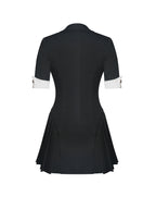 Ilitha Black Woven Crepe Pleated Mini Blazer Dress