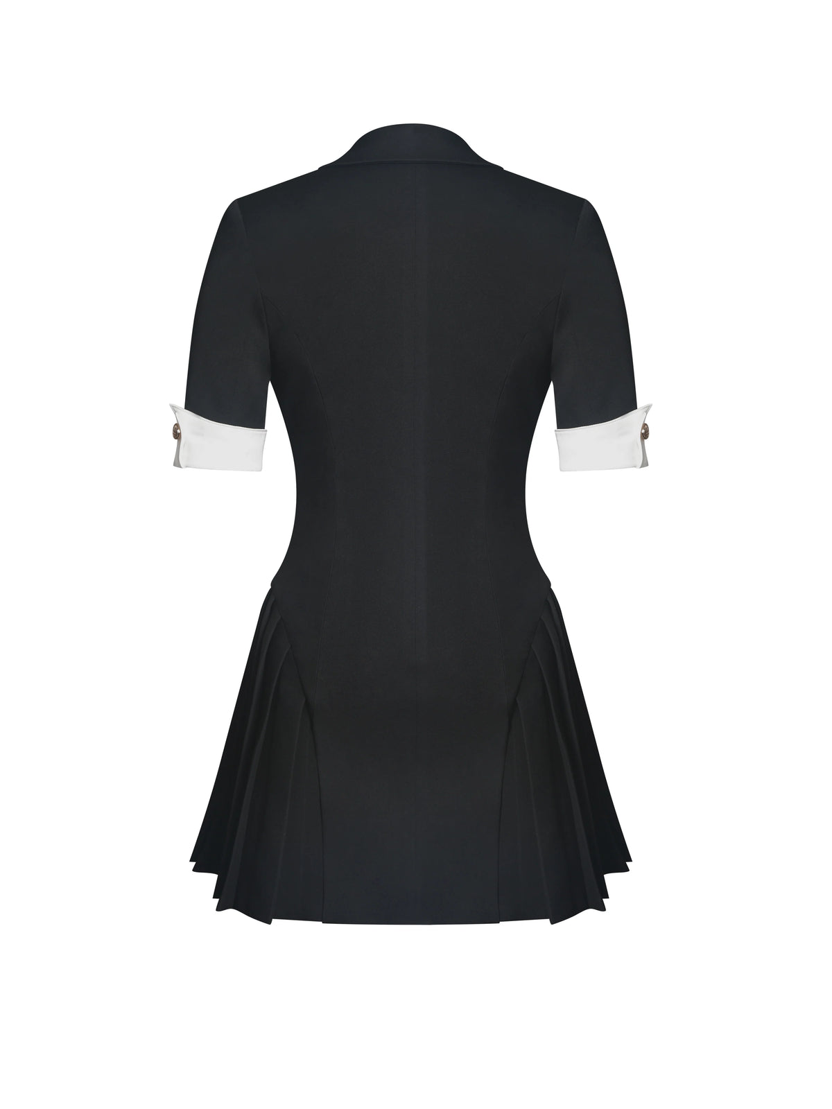 Ilitha Black Woven Crepe Pleated Mini Blazer Dress