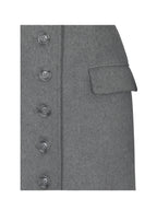 Faye Grey Wool Blend Single Breasted Coat with Removable Faux Fur Collar