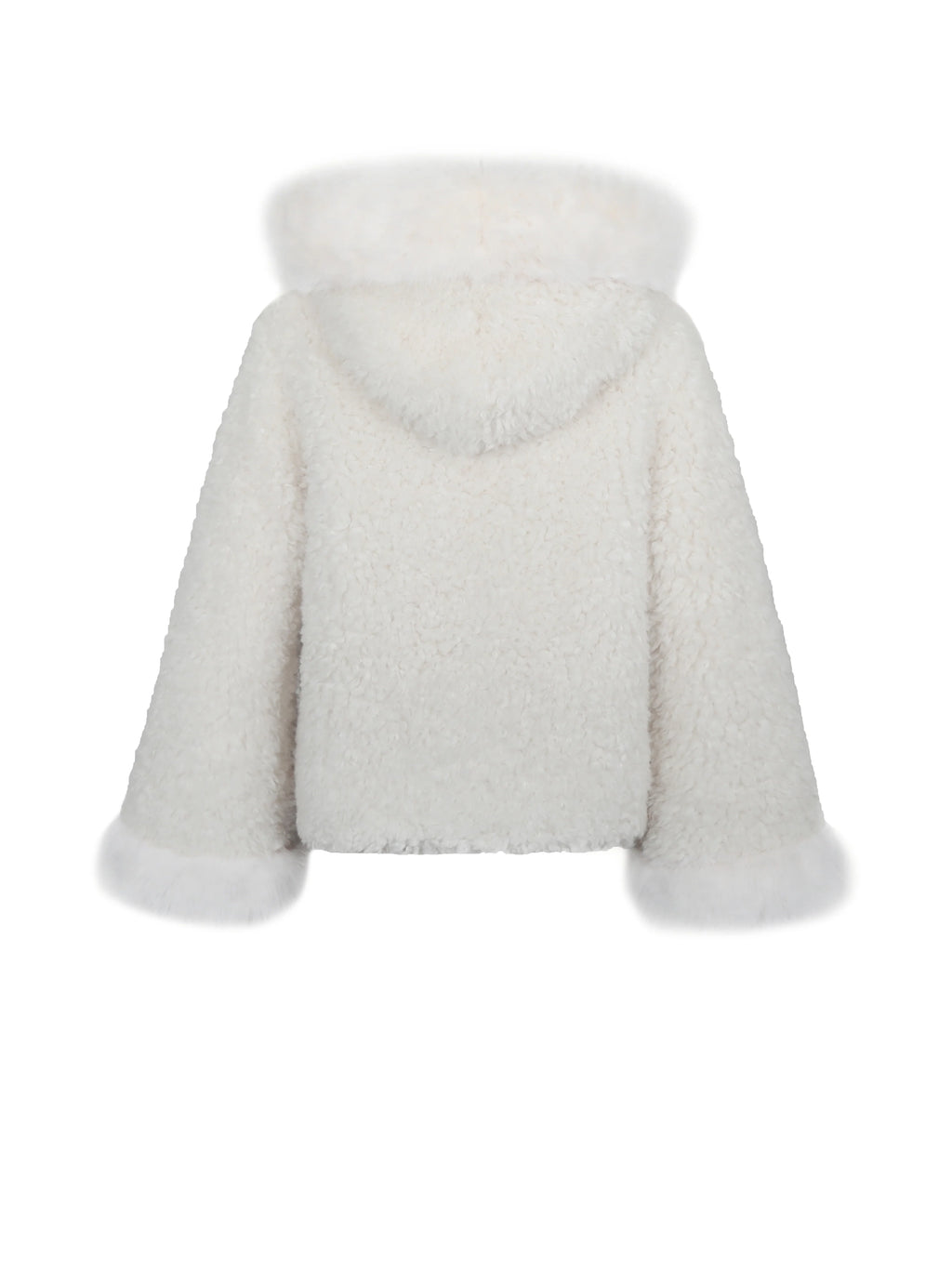 Jumbo Kali White Vegan Shearling Fur Trimmed Coat