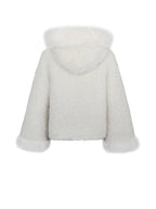 Jumbo Kali White Vegan Shearling Fur Trimmed Coat