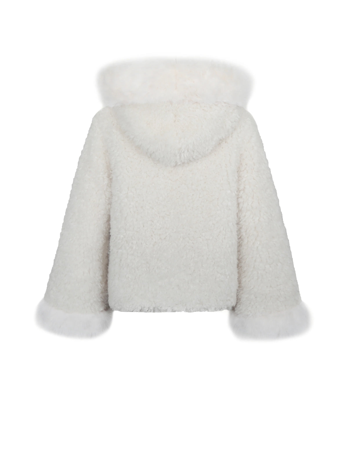 Jumbo Kali White Vegan Shearling Fur Trimmed Coat