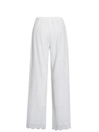 Raina White Cotton Eyelet Straight Pants