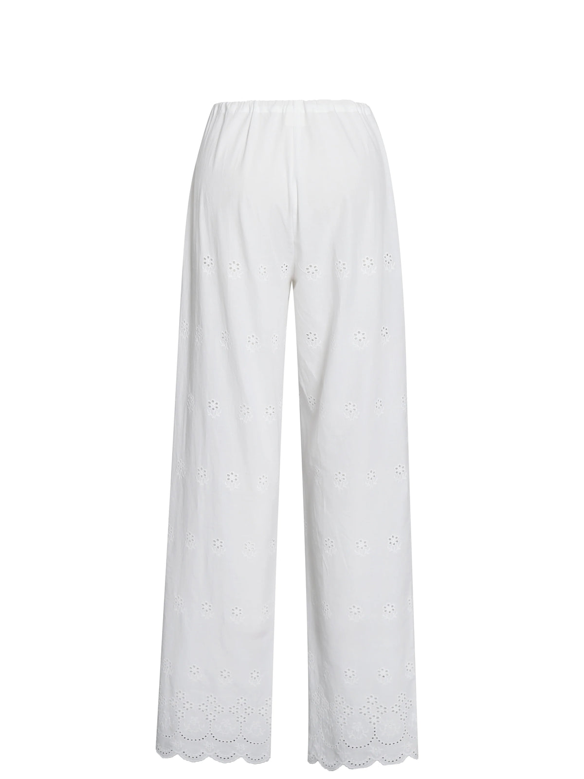 Raina White Cotton Eyelet Straight Pants
