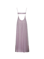 Wallie Pink Rhinestone Embellished Mesh Backless Gown
