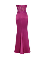 Everleigh Fuchsia Lace Satin Corset Maxi Dress Archive Sale