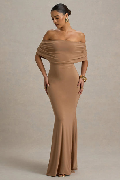Bowden Mocha Bardot Maxi Dress
