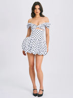Umika Polka Dot Cotton Poplin Bubble Hem Mini Dress