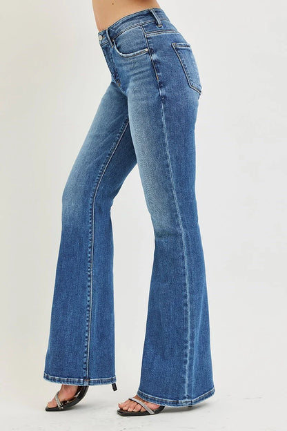 Nina Mid Rise Flare Jeans