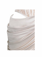 Callie Pearl White Lace Satin Corset High Slit Gown