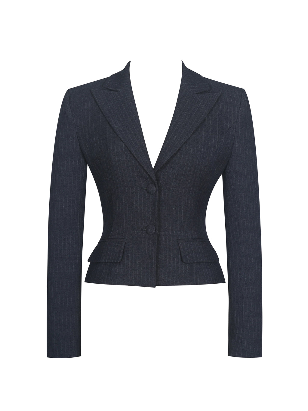 Quinne Navy Striped Single Breasted Peplum Blazer