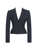 Quinne Navy Striped Single Breasted Peplum Blazer