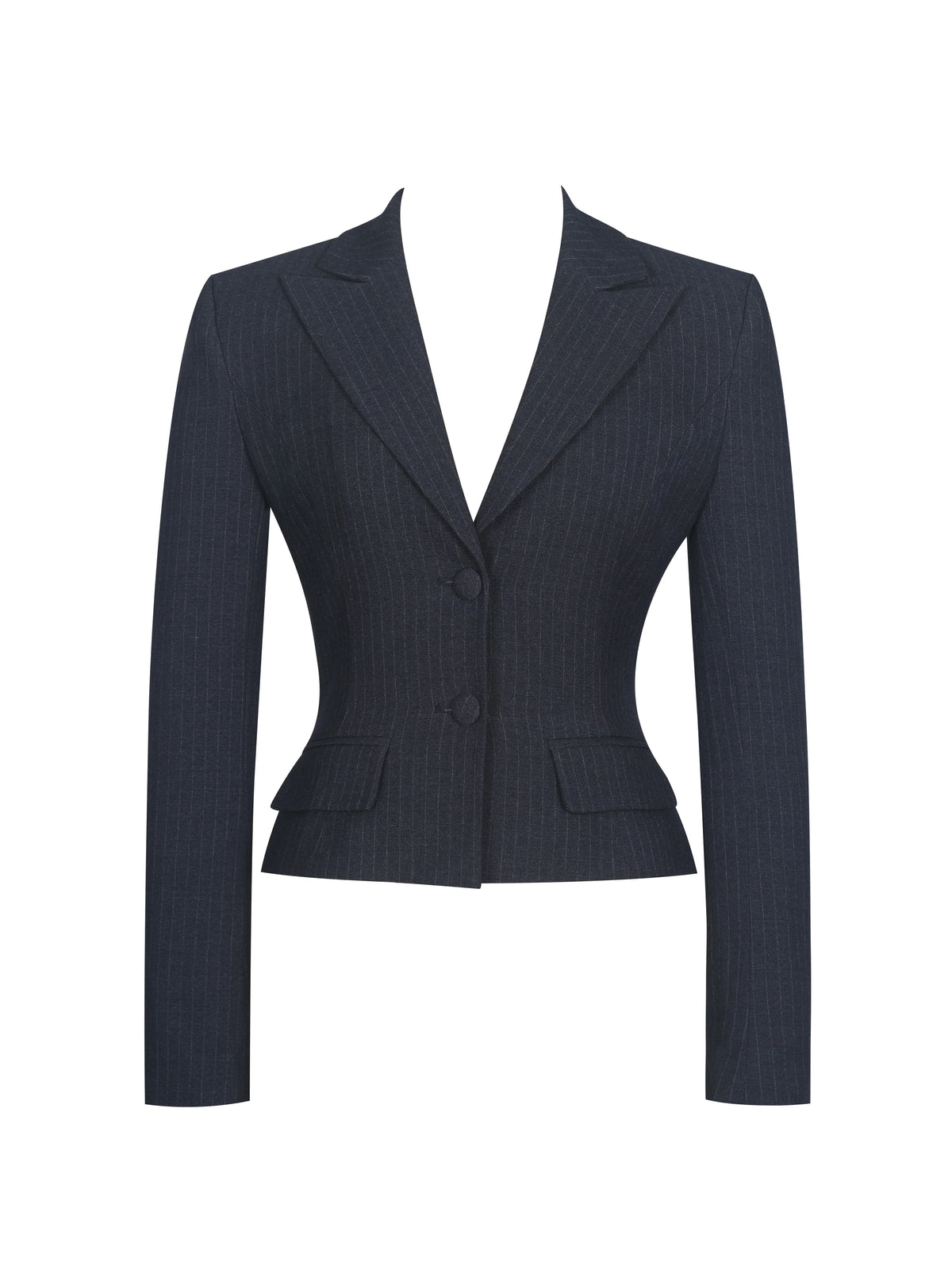 Quinne Navy Striped Single Breasted Peplum Blazer