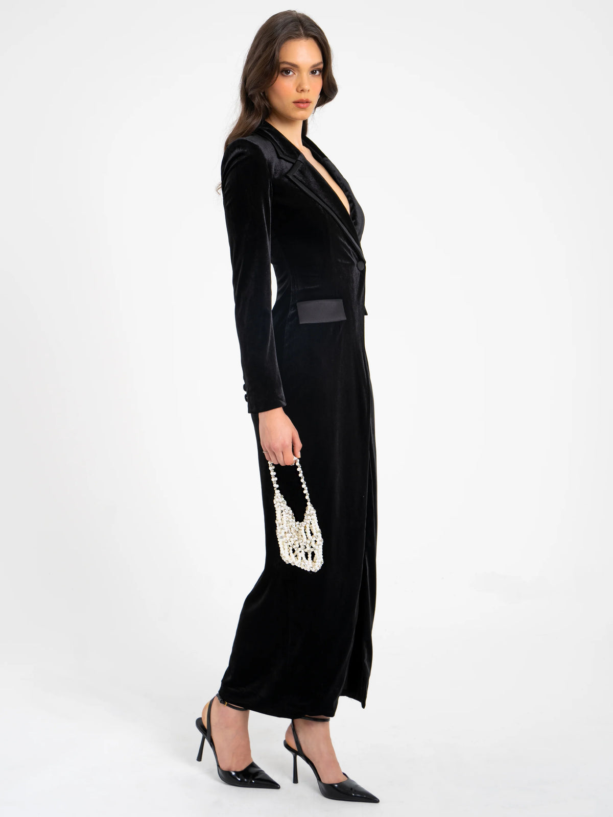 Willow Velvet High Slit Blazer Gown Archive Sale