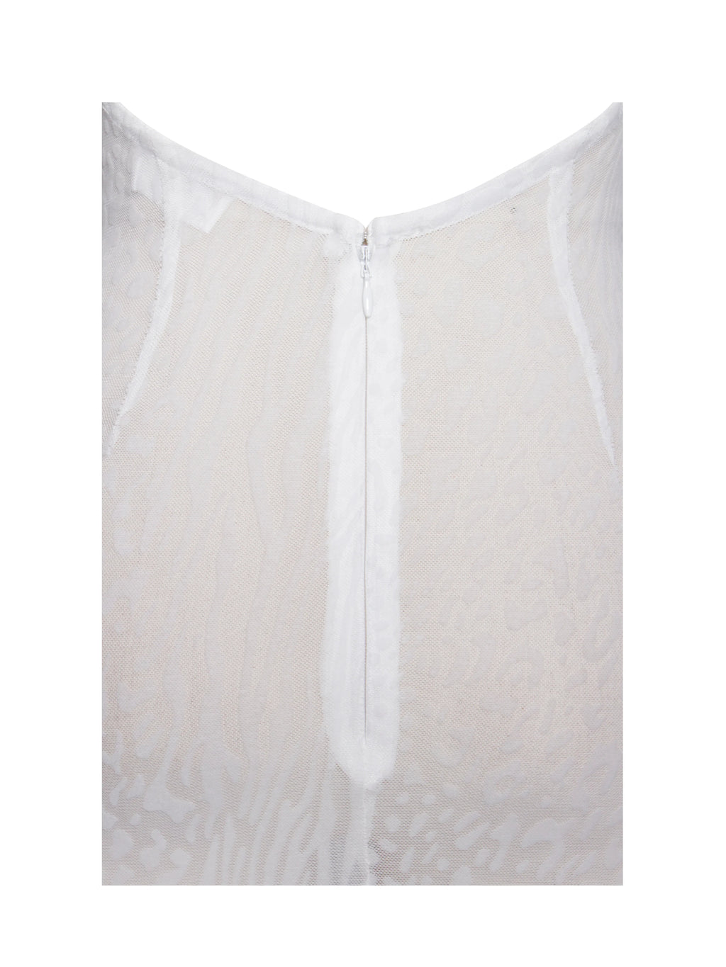 Olena White Burnout Velvet Animal Print Mesh Halter Neck Maxi Dress