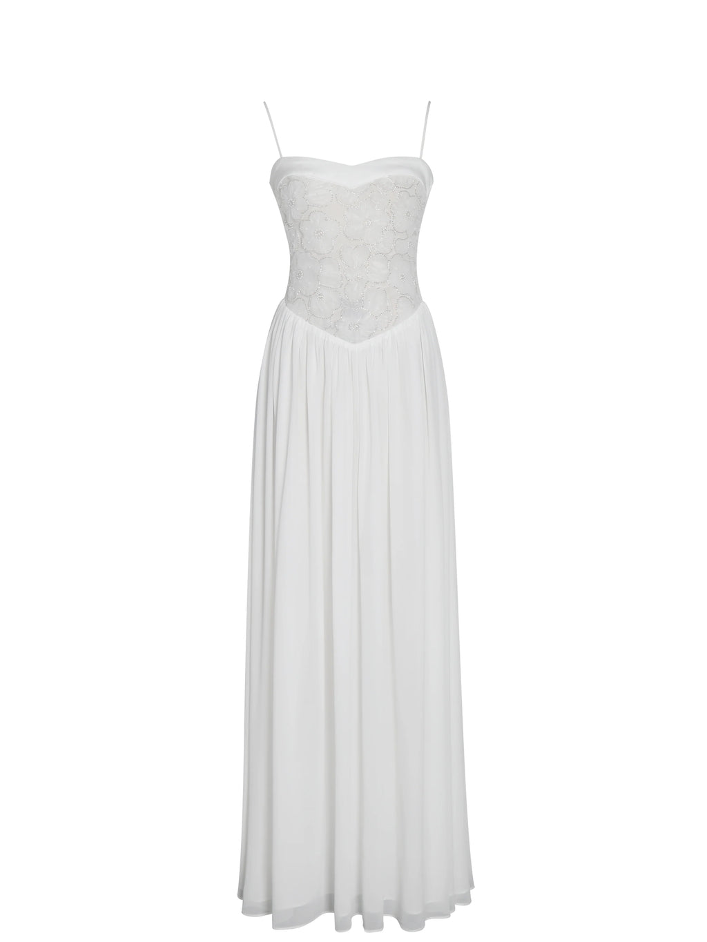 Ucille White Embroidered Chiffon Maxi Dress Archive Sale