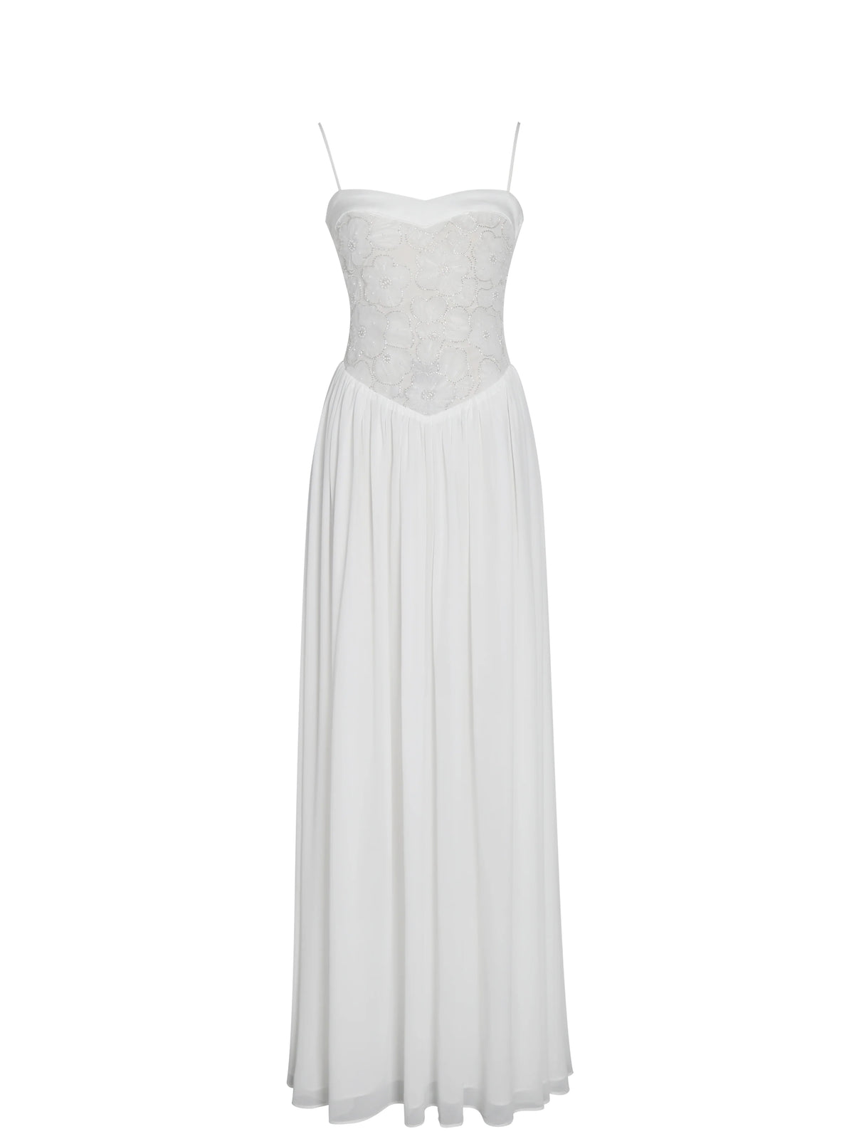Ucille White Embroidered Chiffon Maxi Dress Archive Sale