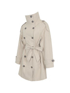 Vanetta Tan High Collar Double Breasted Trench Mini Coat