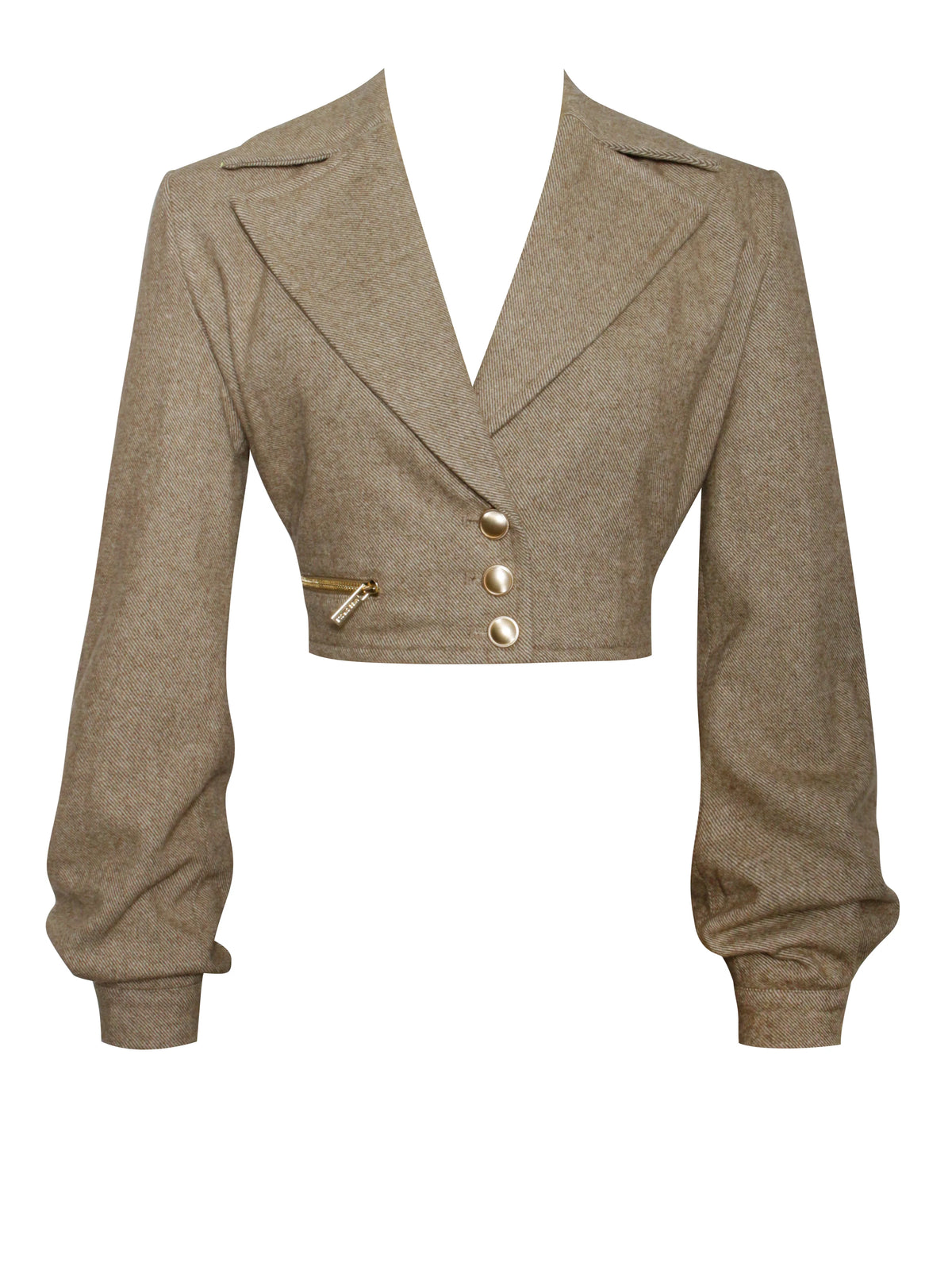 Bailee Vintage Cropped Twill Wool Blend Blazer Jacket Archive Sale