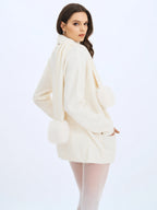 Selma White Wool Blend Ribbed Knit Scarf