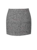 Sandra Brown White Herringbone Mini Skirt