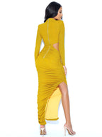 Payson Gold Long Sleeve Metallic Jersey Cutout Dress Archive Sale