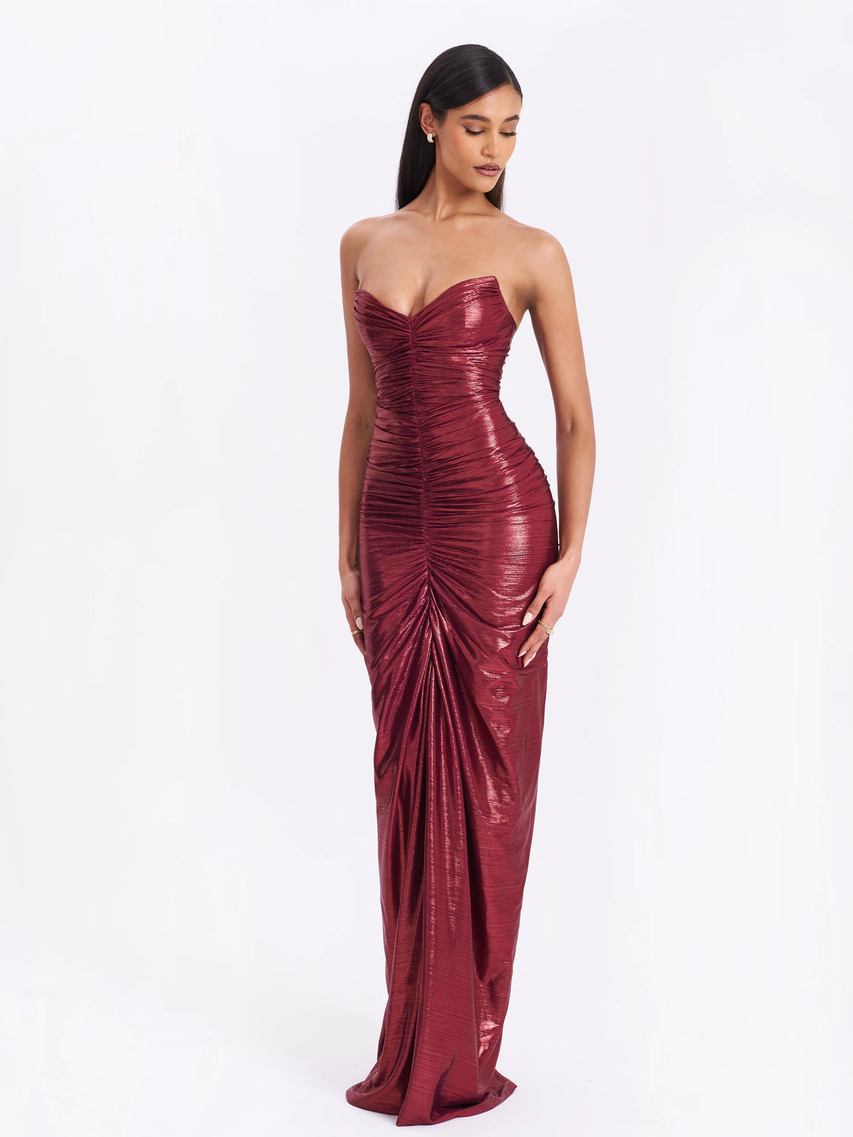 Sable Ruched Burgundy Glitter Mermaid Gown – Maymolly