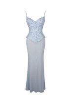 Aurielle Baby Blue Sweetheart Mermaid Peplum Maxi Dress