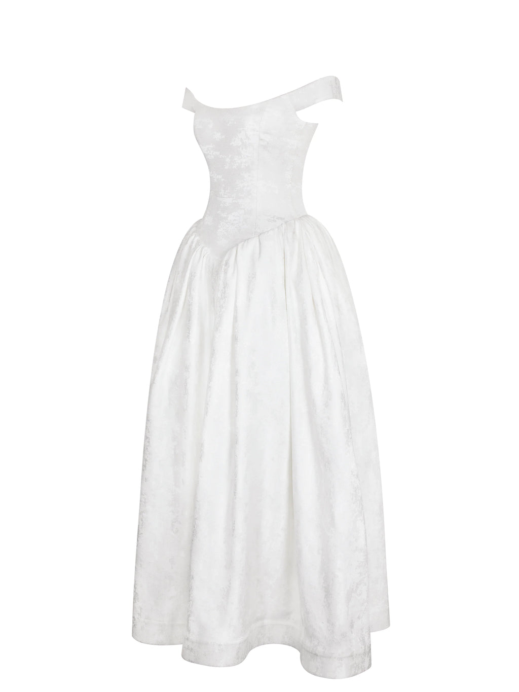 Tinsley White Jacquard Bardot Wedding Gown