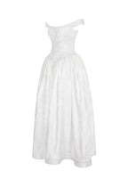 Tinsley White Jacquard Bardot Wedding Gown
