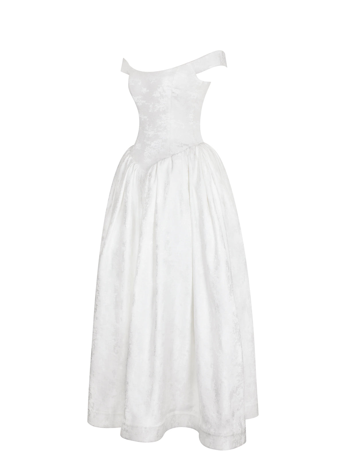 Tinsley White Jacquard Bardot Wedding Gown