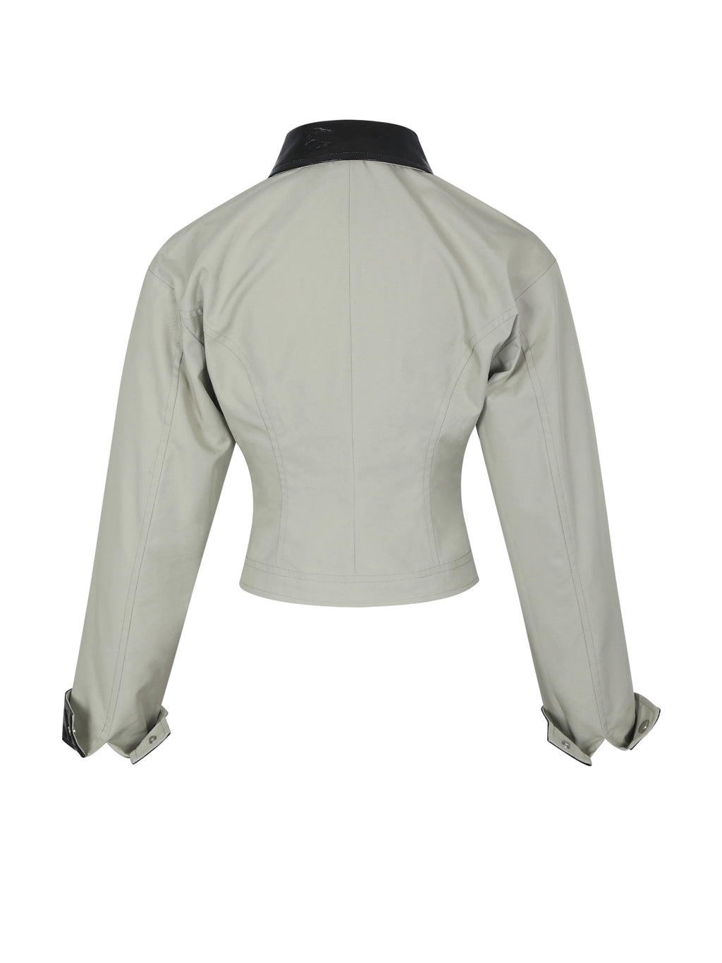 Vinette Sage Cotton Gabardine Cropped Front Zip Jacket