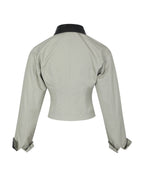 Vinette Sage Cotton Gabardine Cropped Front Zip Jacket