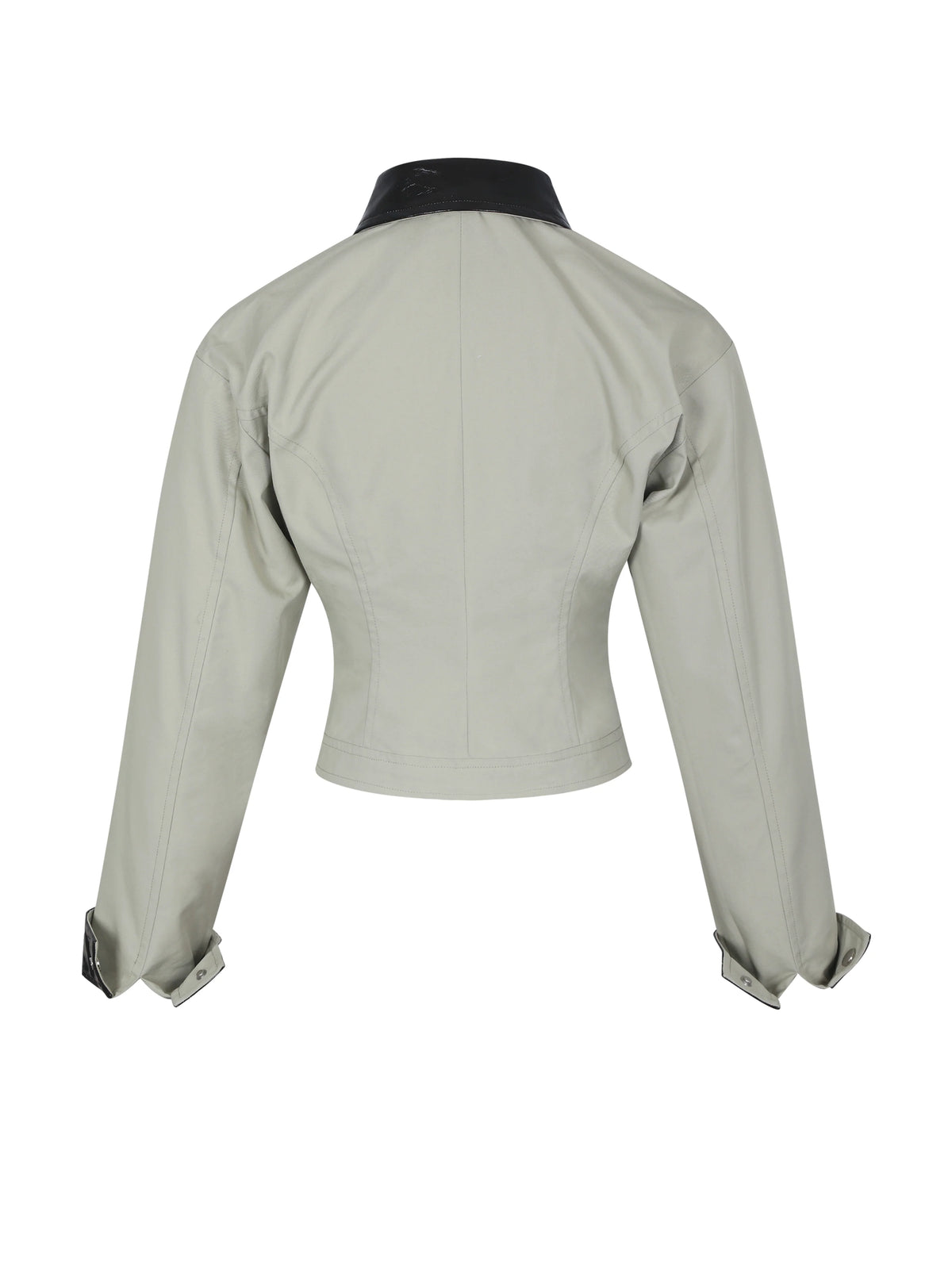 Vinette Sage Cotton Gabardine Cropped Front Zip Jacket