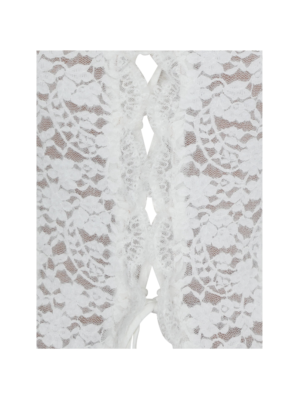Prynn White Brushed Lace Front Tie Top