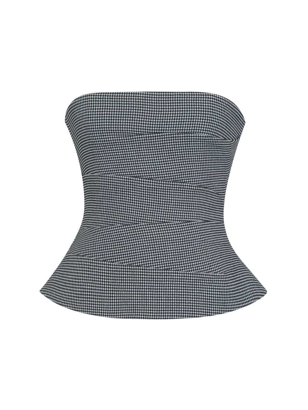 Ulla Micro Houndstooth Strapless Peplum Top