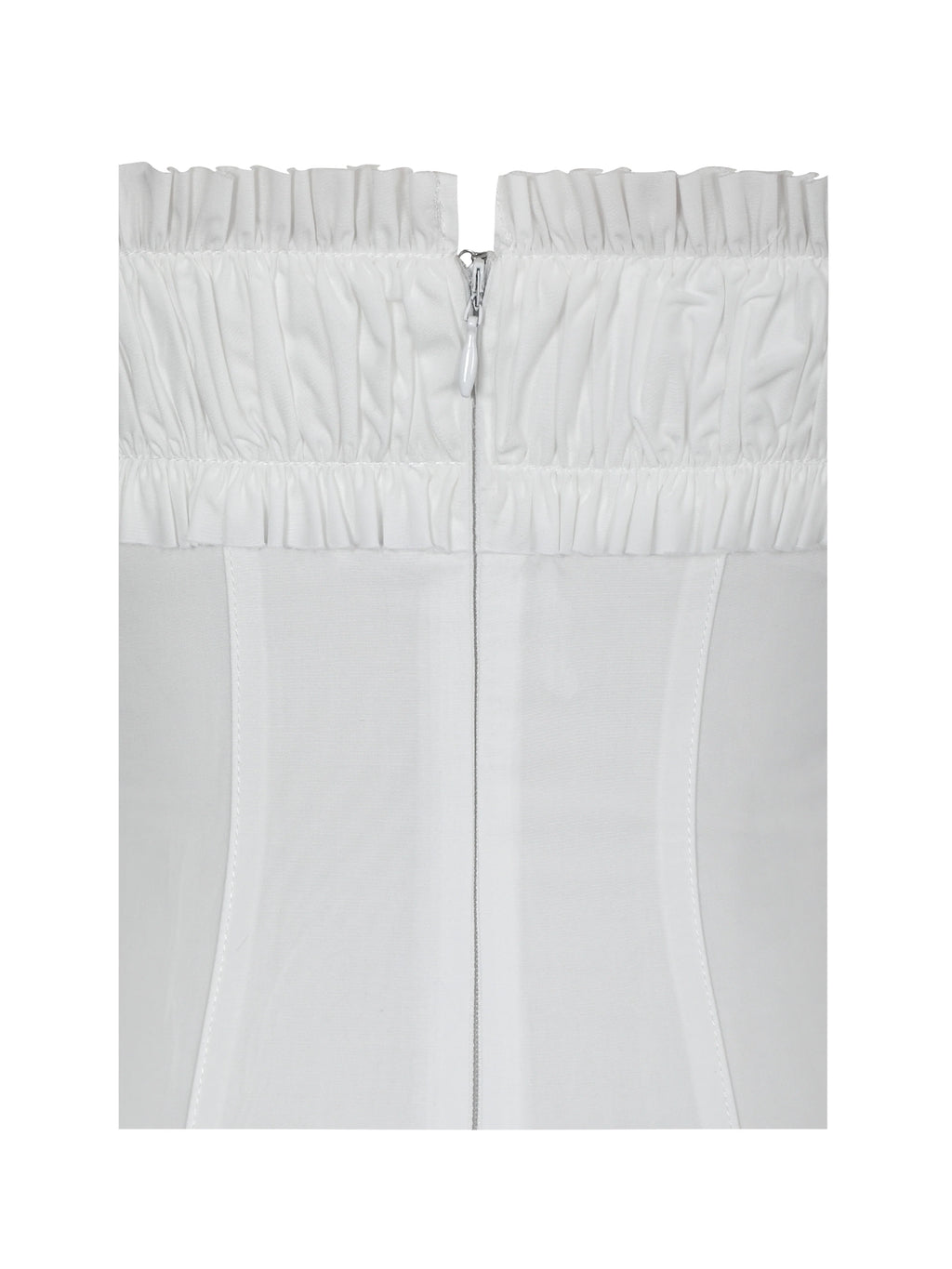Vicenta White Cotton Poplin Ruched Midi Dress
