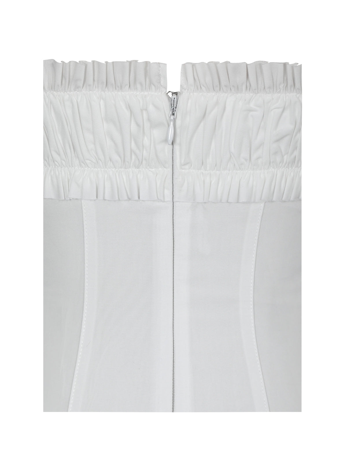 Vicenta White Cotton Poplin Ruched Midi Dress