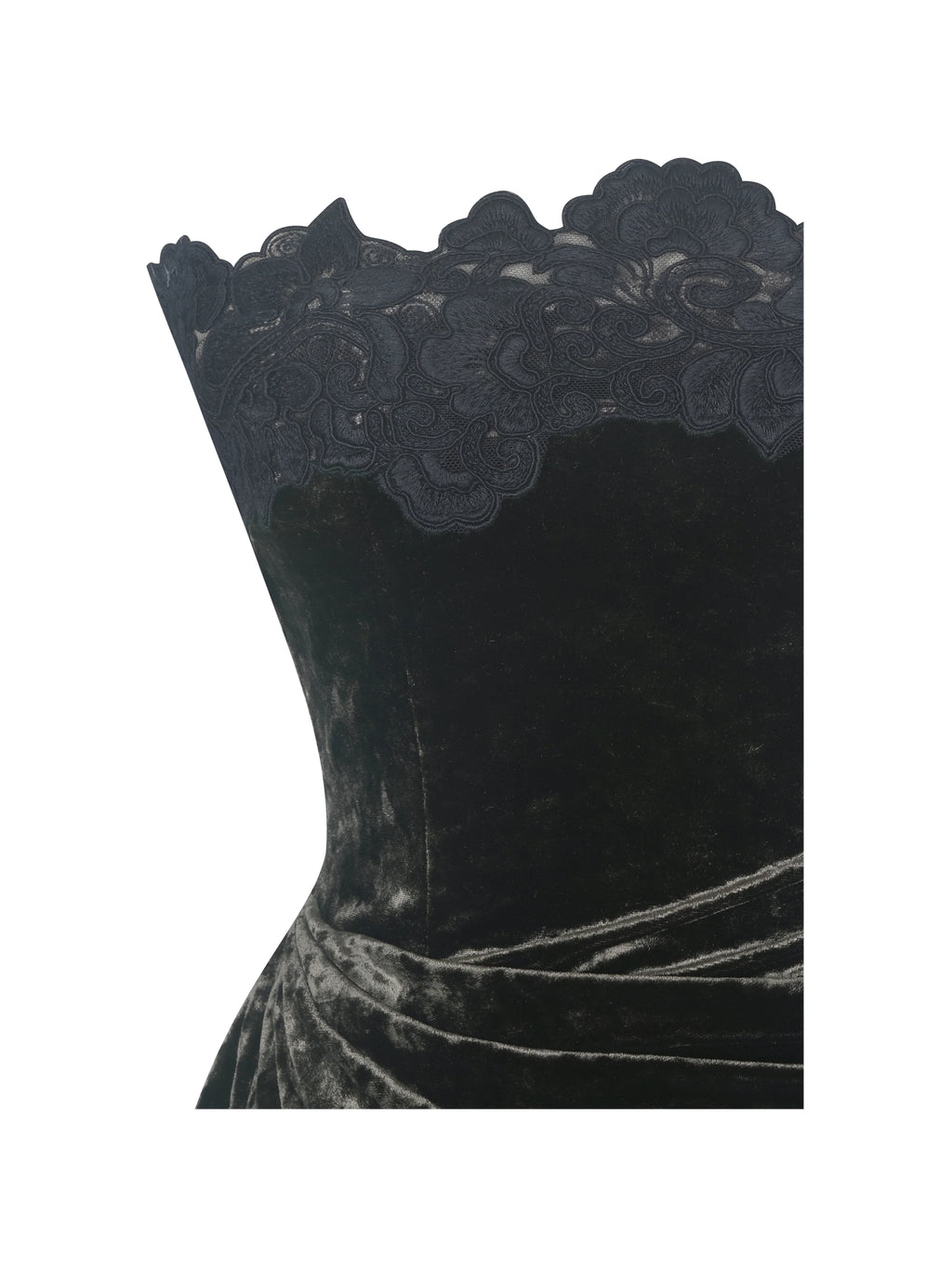 Vallory Deep Olive Crushed Velvet Asymmetrical Mini Dress