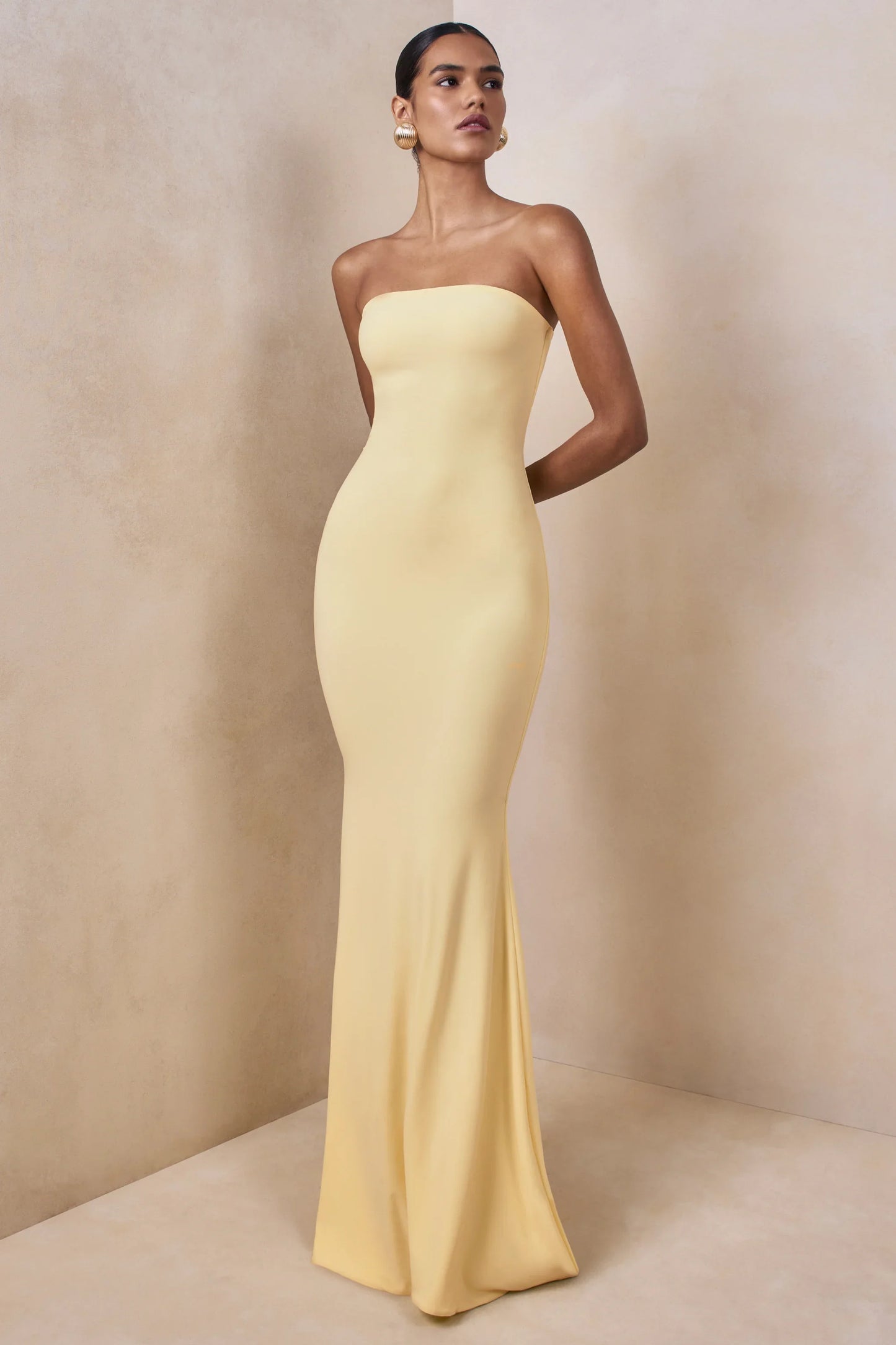 Ceremony Lemon Bandeau Maxi Dress