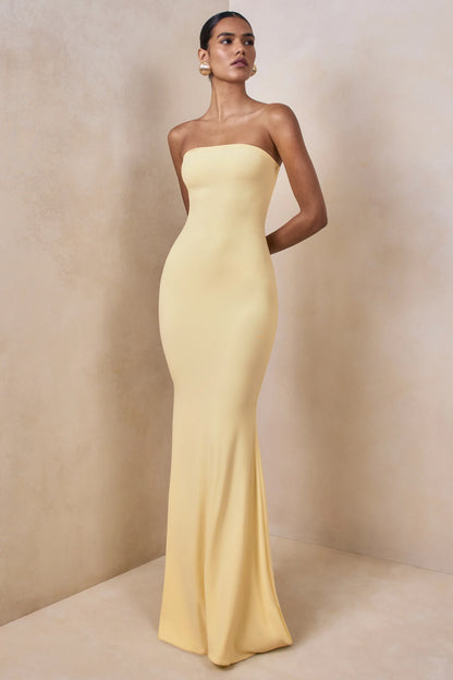 Ceremony Lemon Bandeau Maxi Dress