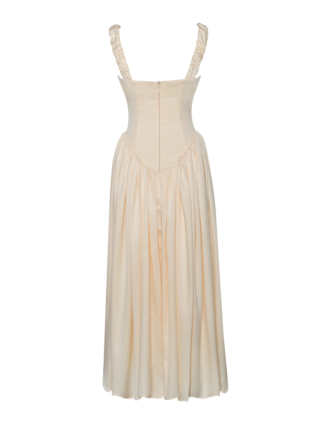 Noreen Egg White Satin Drop Waist Maxi Sundress Archive Sale
