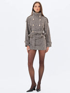 Sandra Brown White Herringbone Mini Skirt