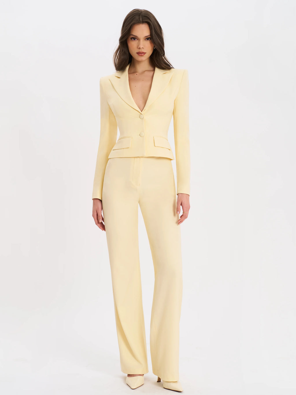 Quinnie Butter Yellow Slim Suit Pants
