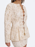 Wendy Beige Cotton Lace Low Rise Mini Skirt