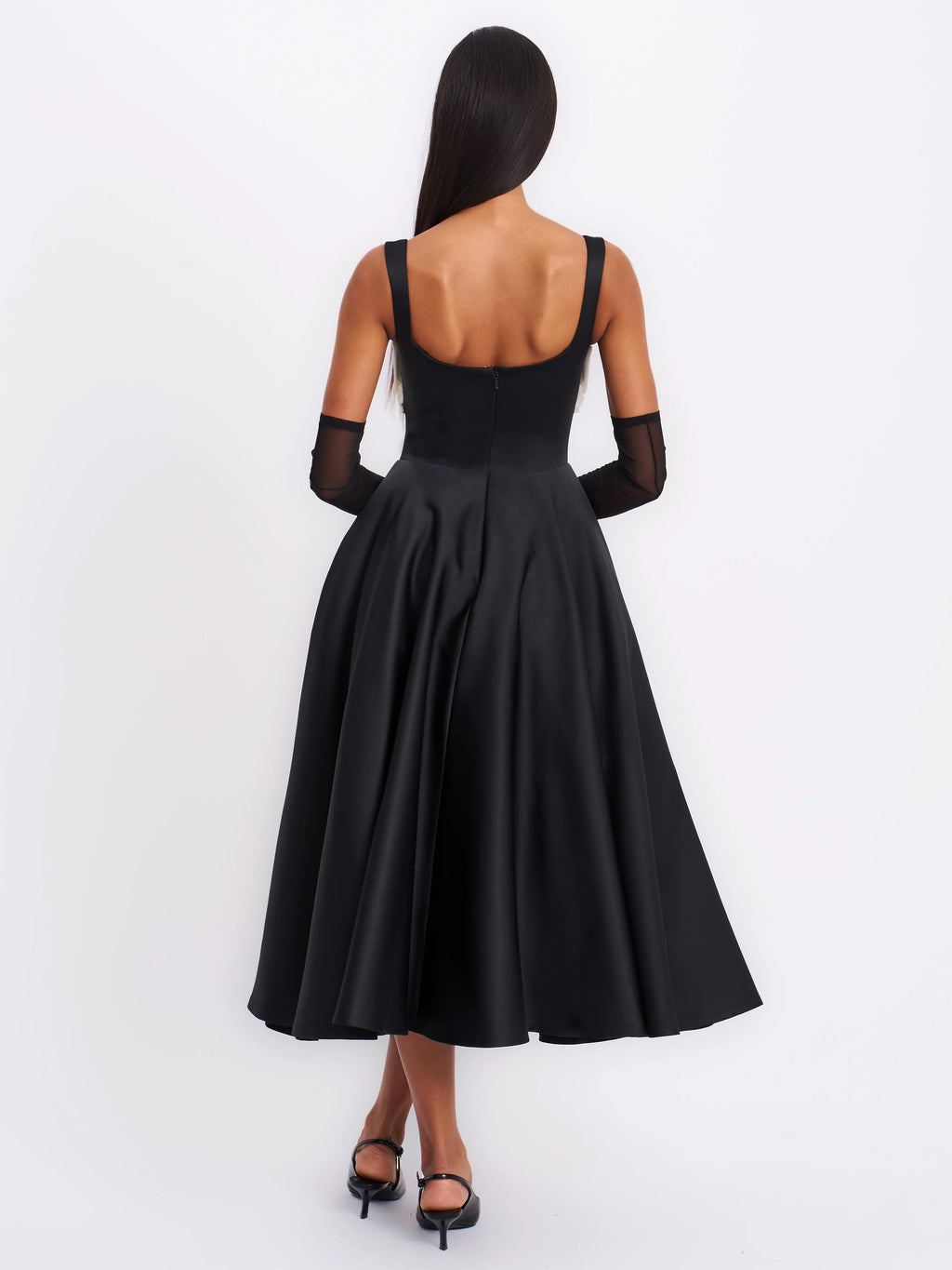 Edda Black Maxi Gown with White Bow