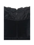 Daisha Black Lace Trimmed Off Shoulder Ruched Mini Dress